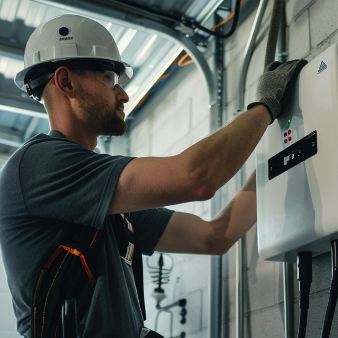 Electrician working on electrical box